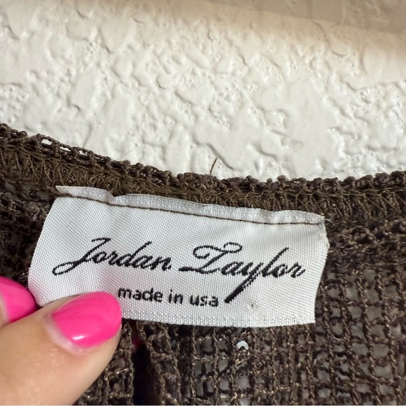 Vintage Jordan Taylor Mesh Swim Coverup Brown with Sequins Size M - Picture 3 of 4